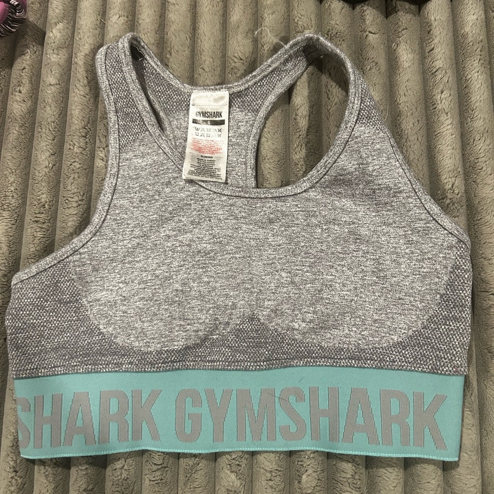 Gymshark Gray and Teal Sports Bra